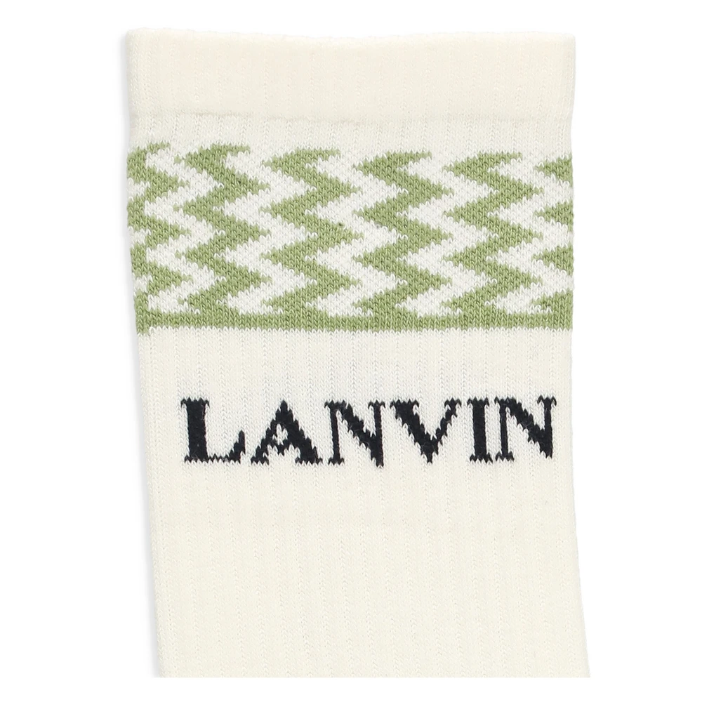 Lanvin Ivoor Katoenen Sokken met Logodetail Beige Heren