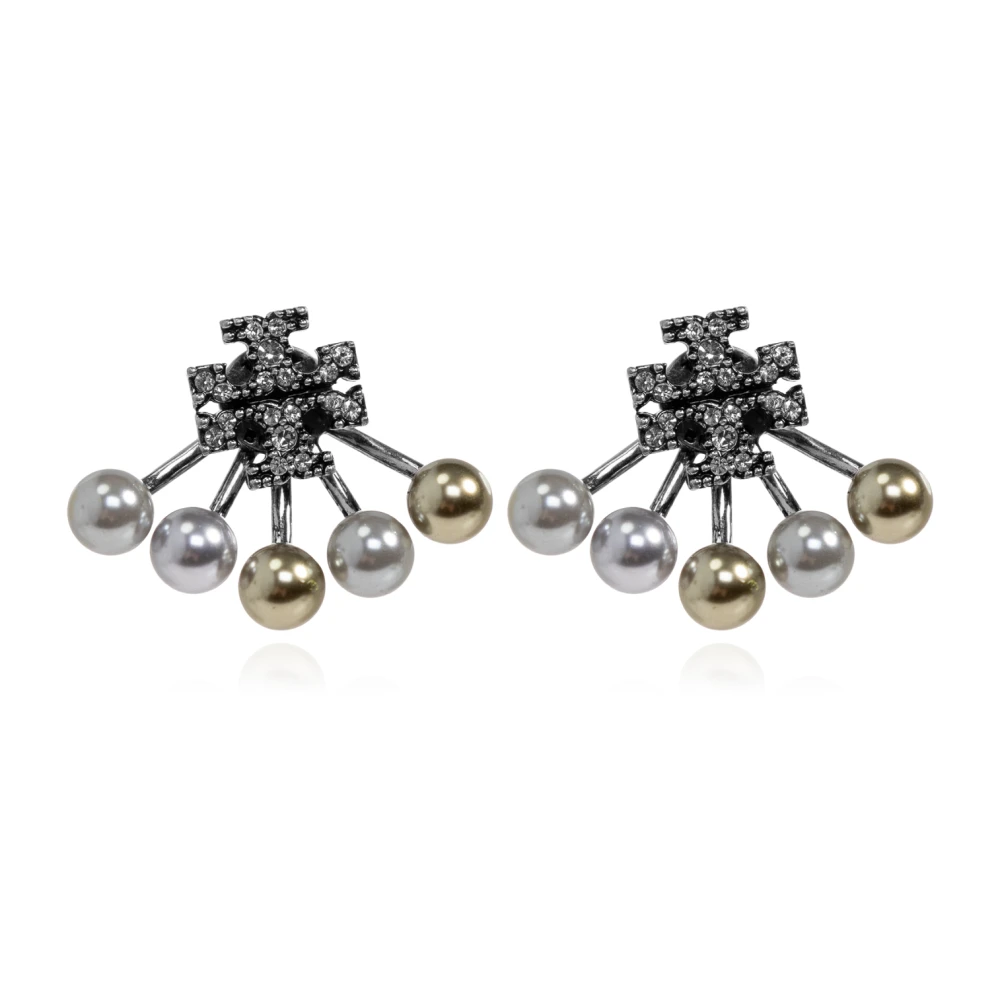 Tory Burch Donna Grigio Orecchini Con Cristalli Scintillanti