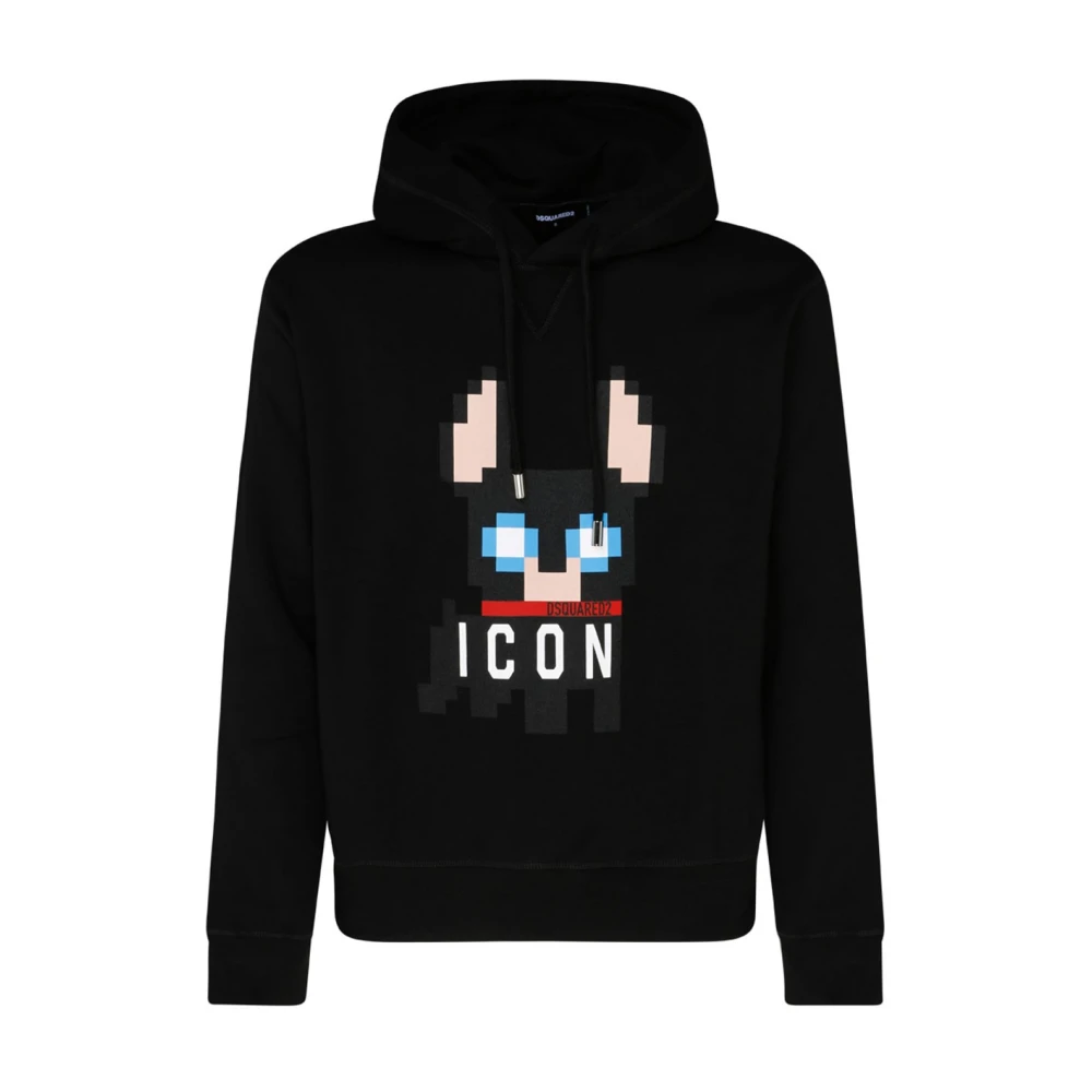 Dsquared2 Men's Black Icon Print Cotton Hoodie - Hoodies - M - Sweatshirts & Hoodies