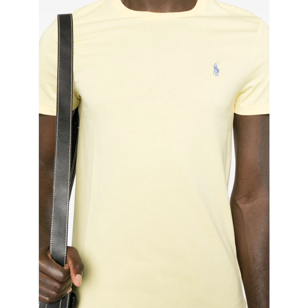 Polo Ralph Lauren Geborduurde Slim Fit Katoenen T-shirt Yellow Heren