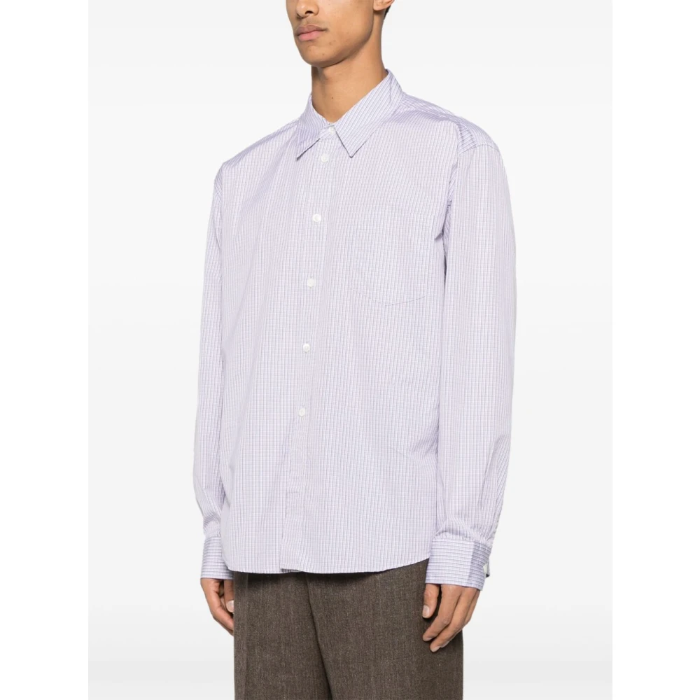 Our Legacy Geruite Poplin Overhemd Blue Heren