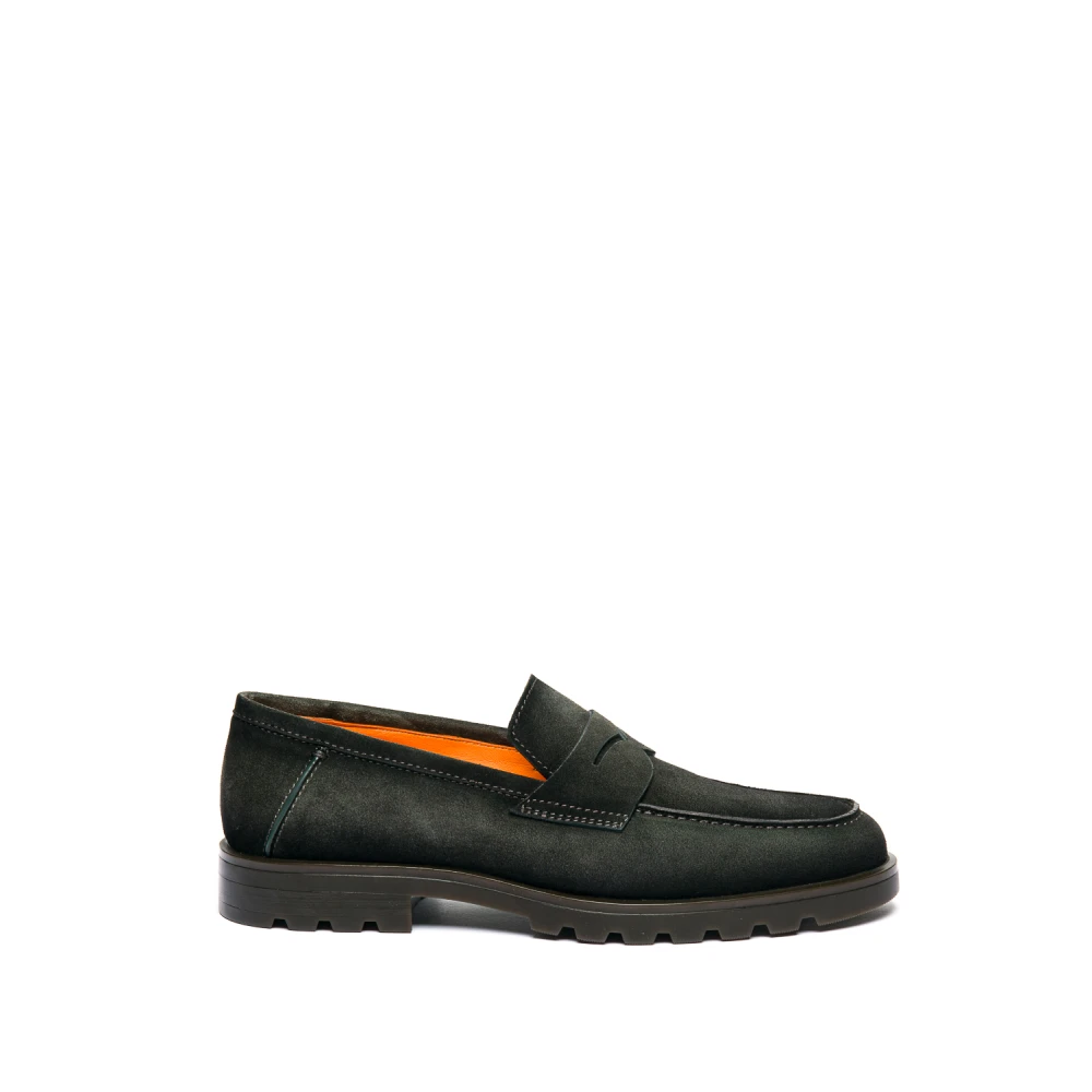 Santoni Men's Green Suede Moccasin - Loafers - 9 Uk - Shoes