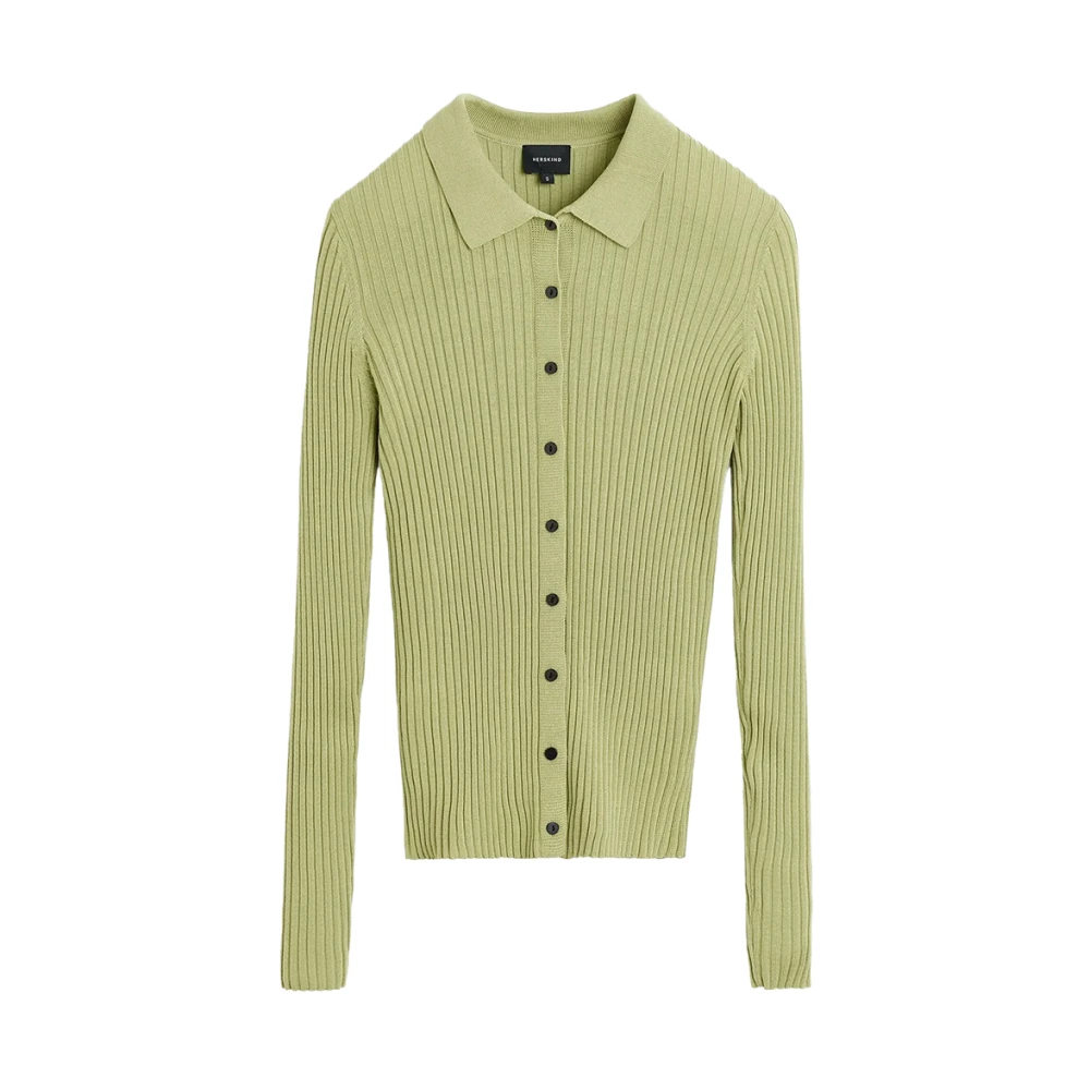 Birgitte Herskind Grön Stickad Polo Cardigan Green, Dam