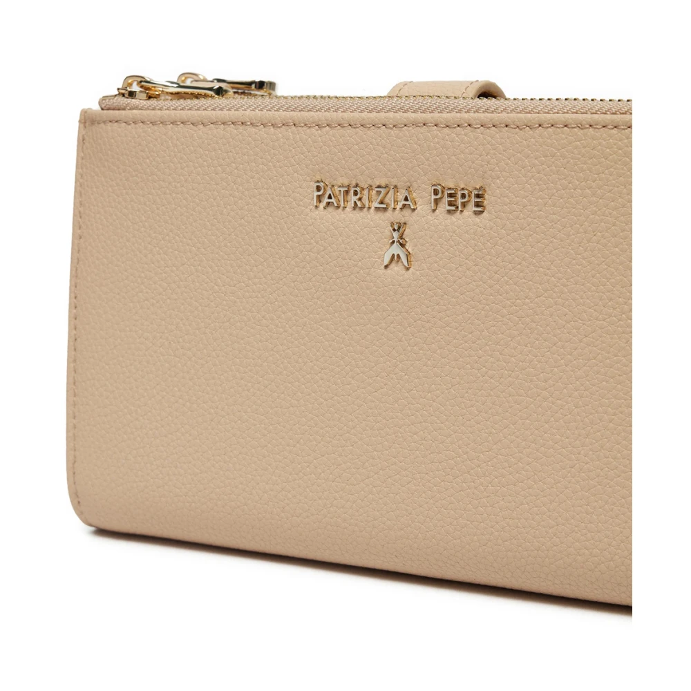 PATRIZIA PEPE Chique leren portemonnee met afneembare band Beige Dames