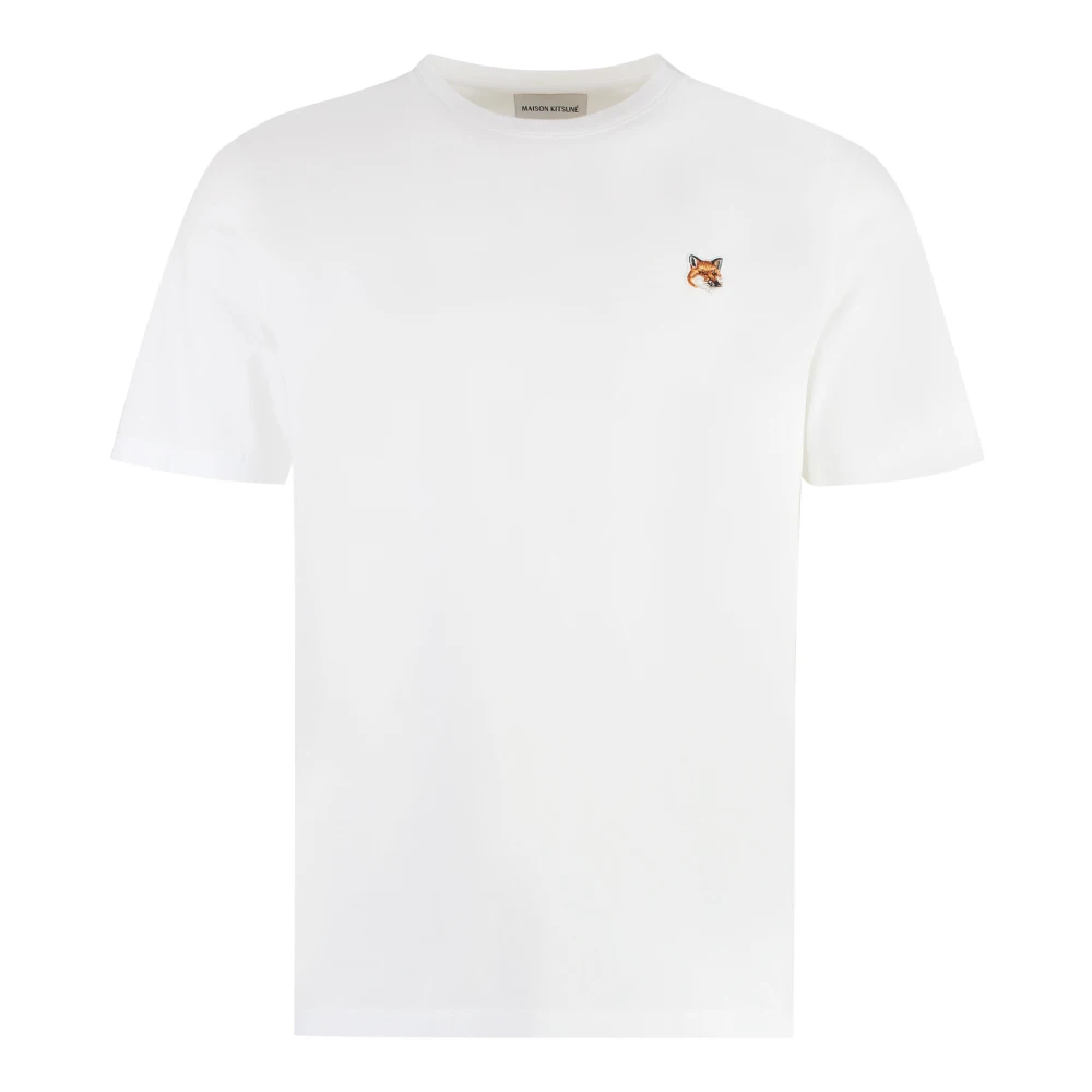 Maison Kitsuné Katoenen Fox Motief T-Shirt White Heren