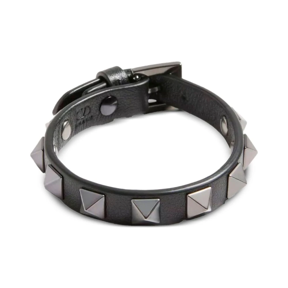 Valentino Garavani Men's Black Leather Bracelet