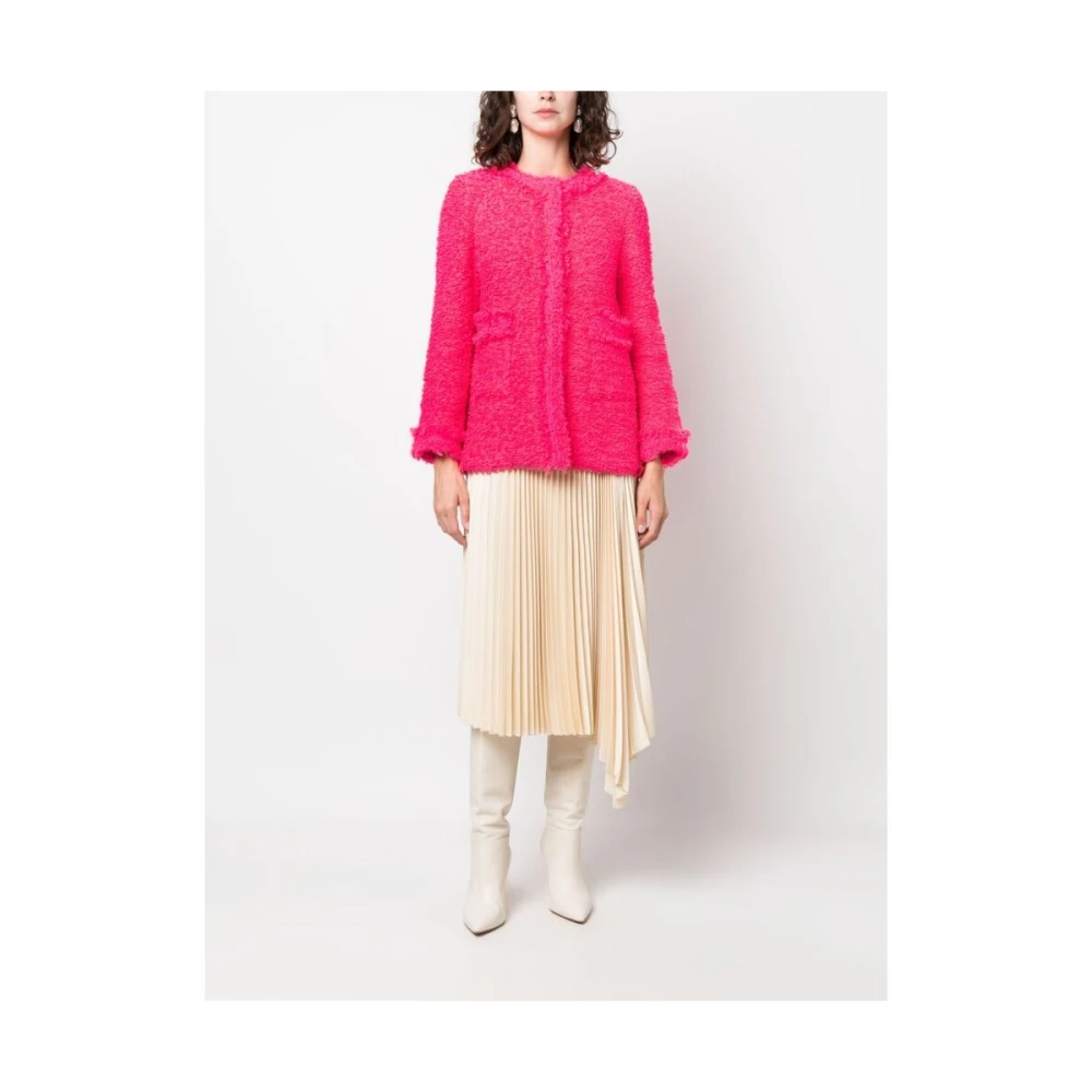 Charlott Fuchsia Tweed Fringe Jas Pink Dames