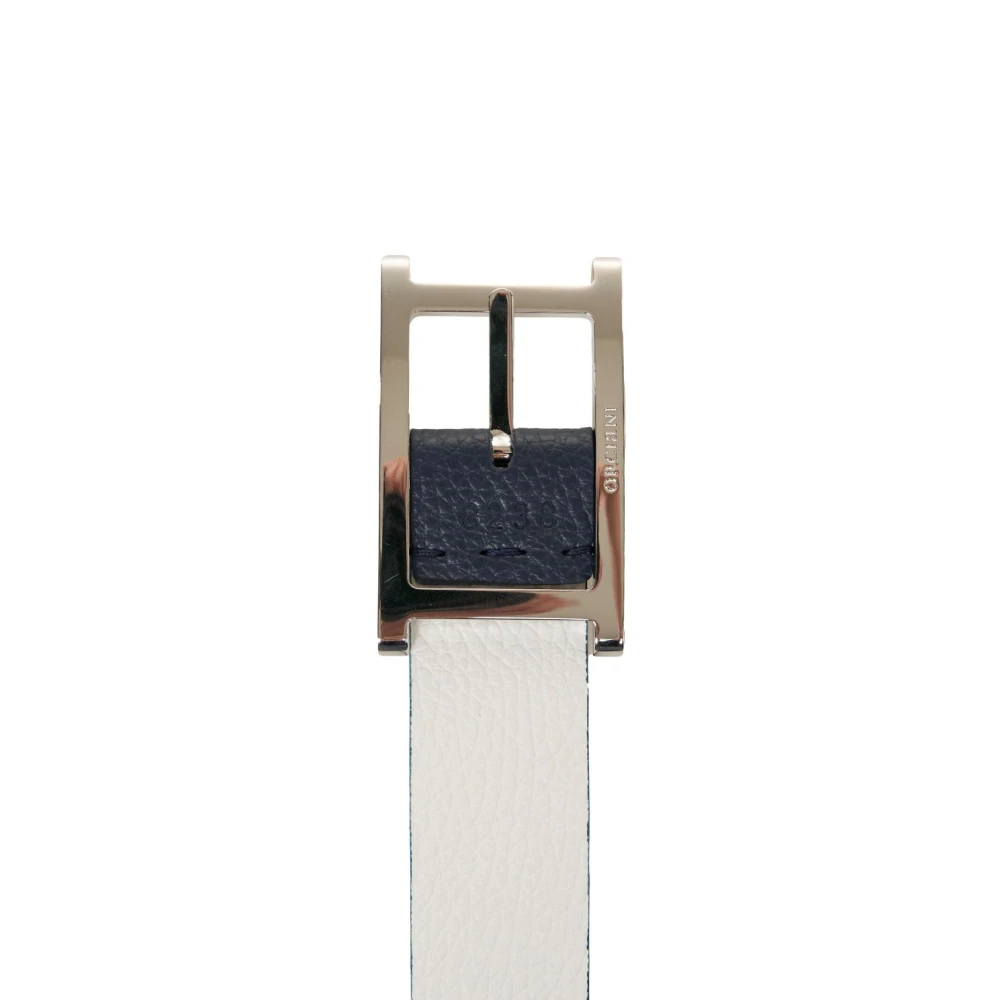 Orciani Blauwe Leren Riem Elegante Metalen Details Blue Heren