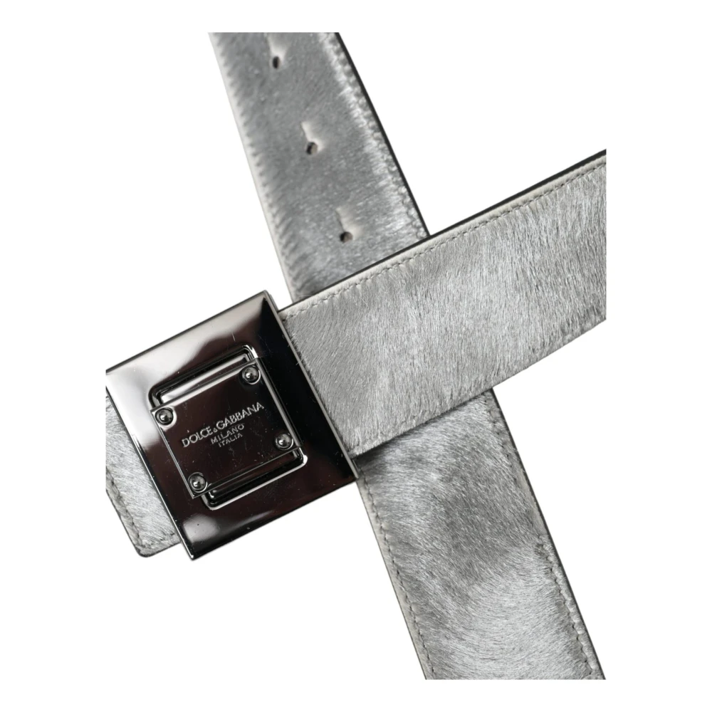 Dolce & Gabbana Zilveren Leren Riem met Metalen Gesp Gray Dames