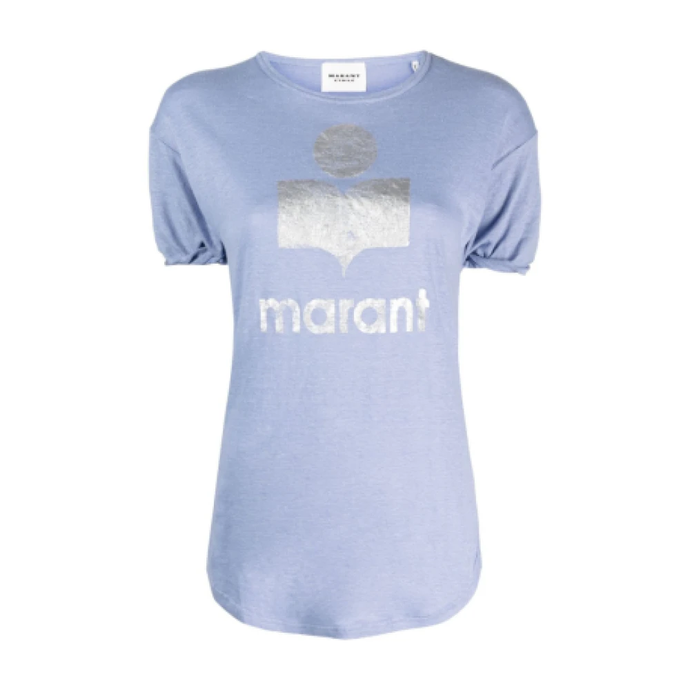 Isabel marant Linnen T-shirt met Logo Blue Dames