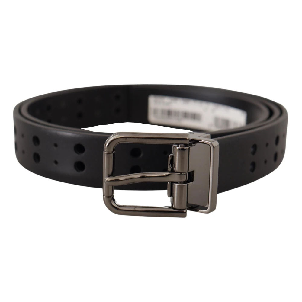 Dolce & Gabbana Men's Black Elegant Leather Belt With Metal Buckle
