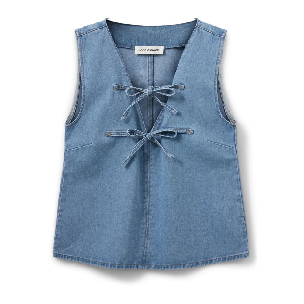 Sofie Schnoor Denim Blauwe Mouwloze Top met V-hals Blue Dames