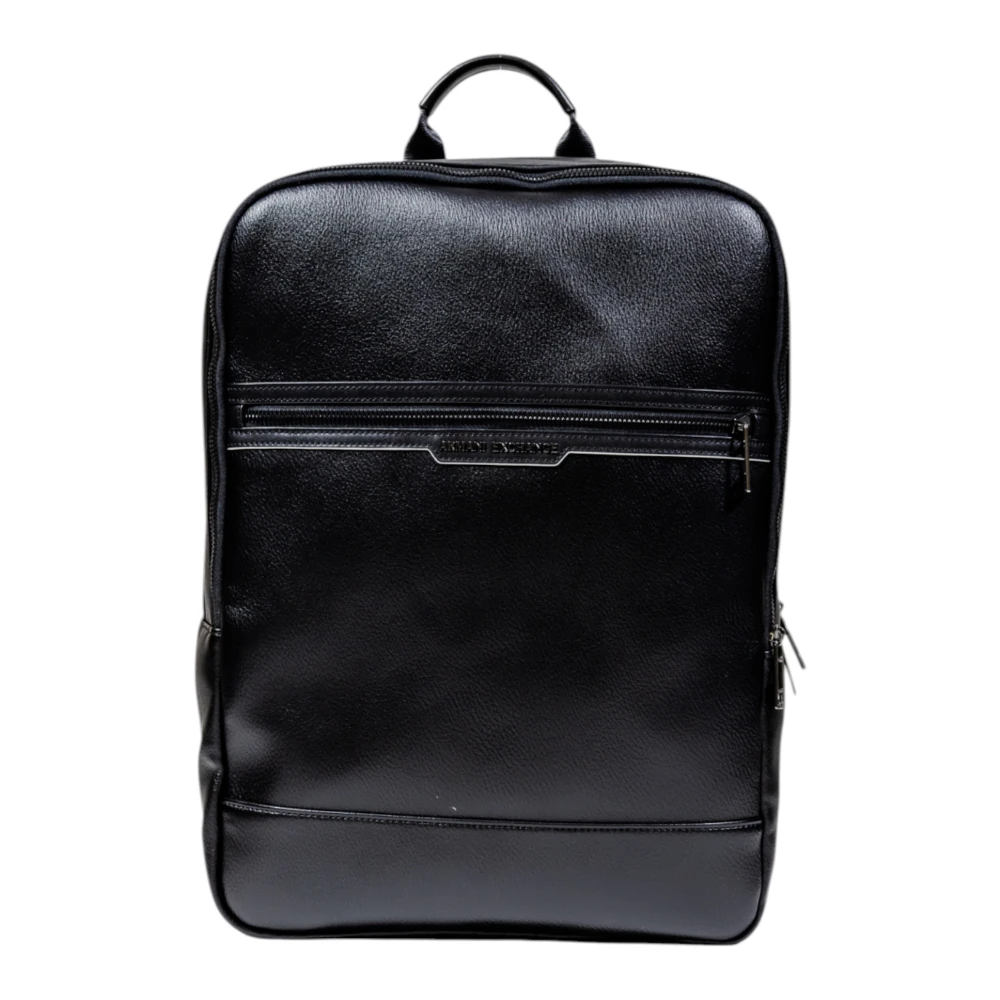Armani Exchange Men's Black Modern Backpack With Metallic Details