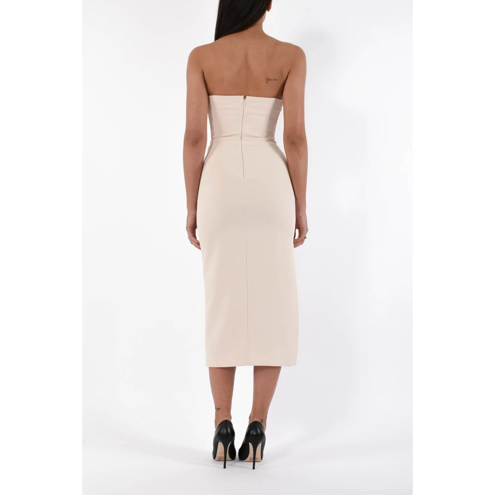 Elisabetta Franchi Midi jurk met grote strikdetail Beige Dames