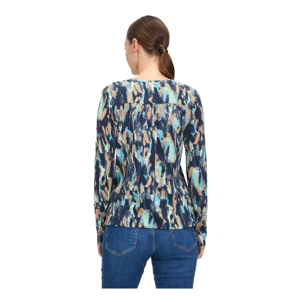 Betty & Co Blouse shirt met elastische tailleband Multicolor Dames