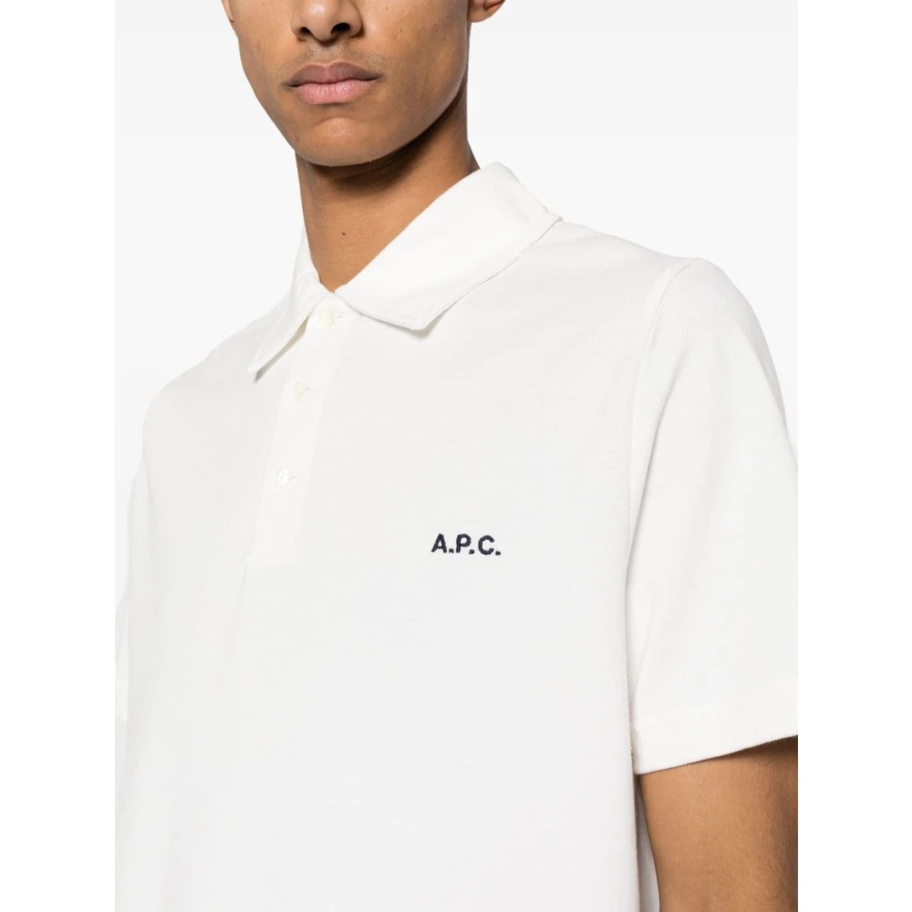 A.p.c. Witte Polo T-shirts met Logo Borduursel White Heren