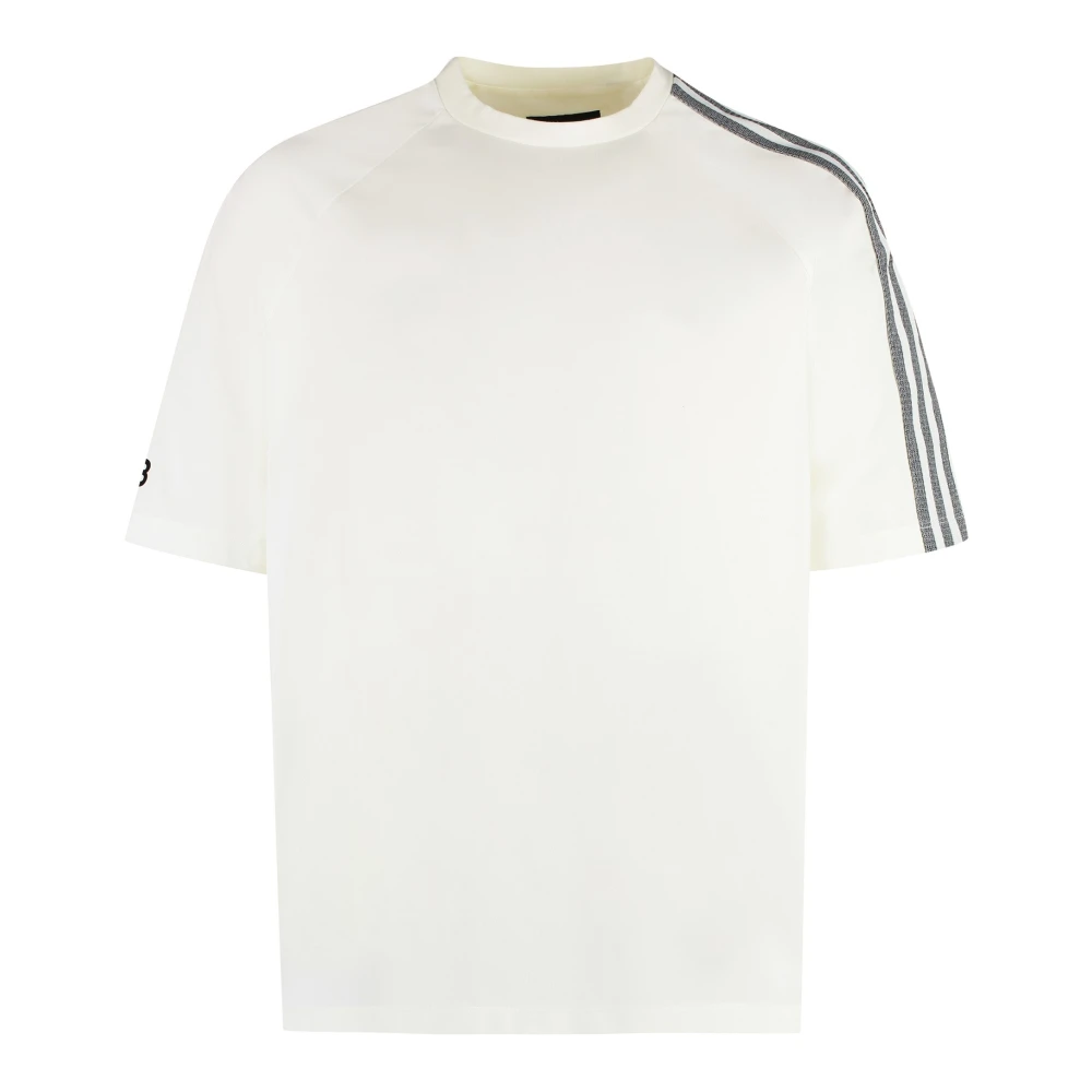 Y-3 Gestreept Katoenen T-shirt White Heren