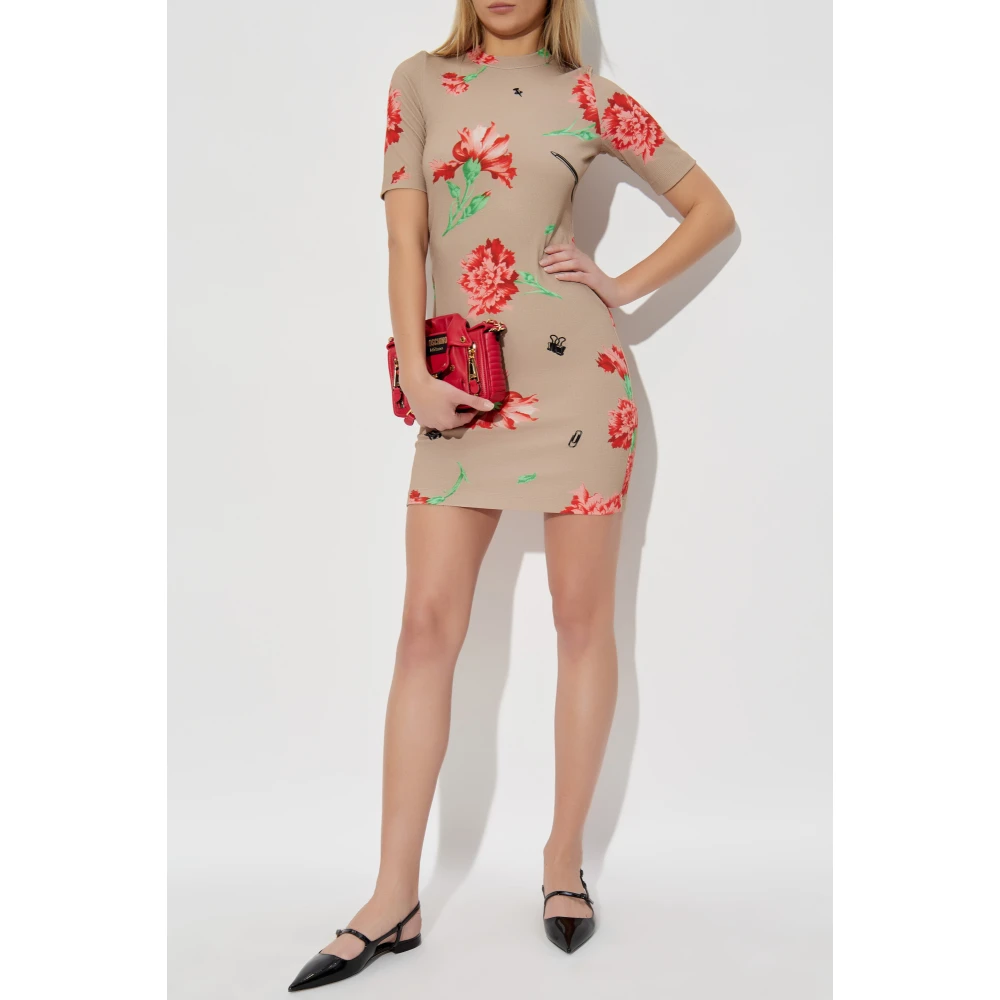 Moschino Jurk met bloemenpatroon Beige Dames