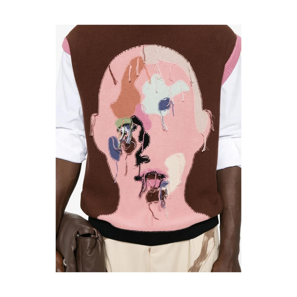 KidSuper Studios Aardebruine Geribbelde Crew Neck T-shirt Multicolor Heren