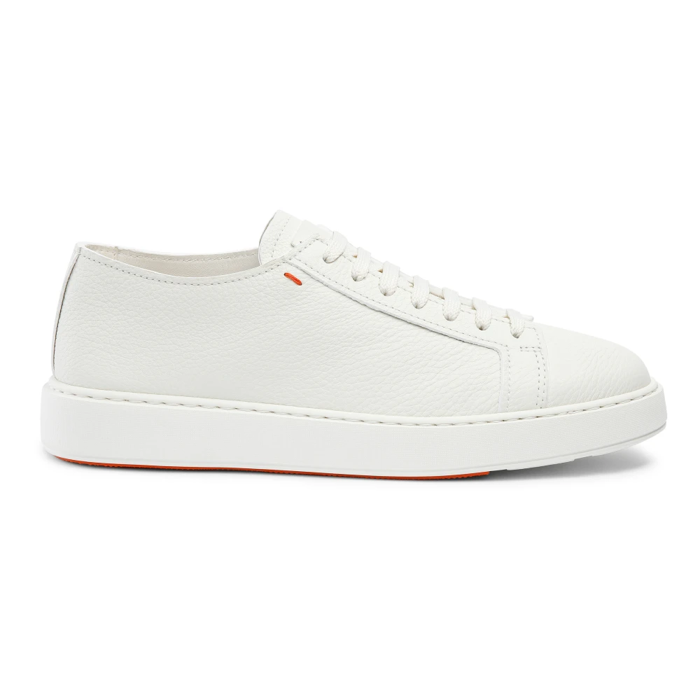 Santoni Uomo Bianco - Sneakers In Pelle Bottalata - Shoes - 43 Eu