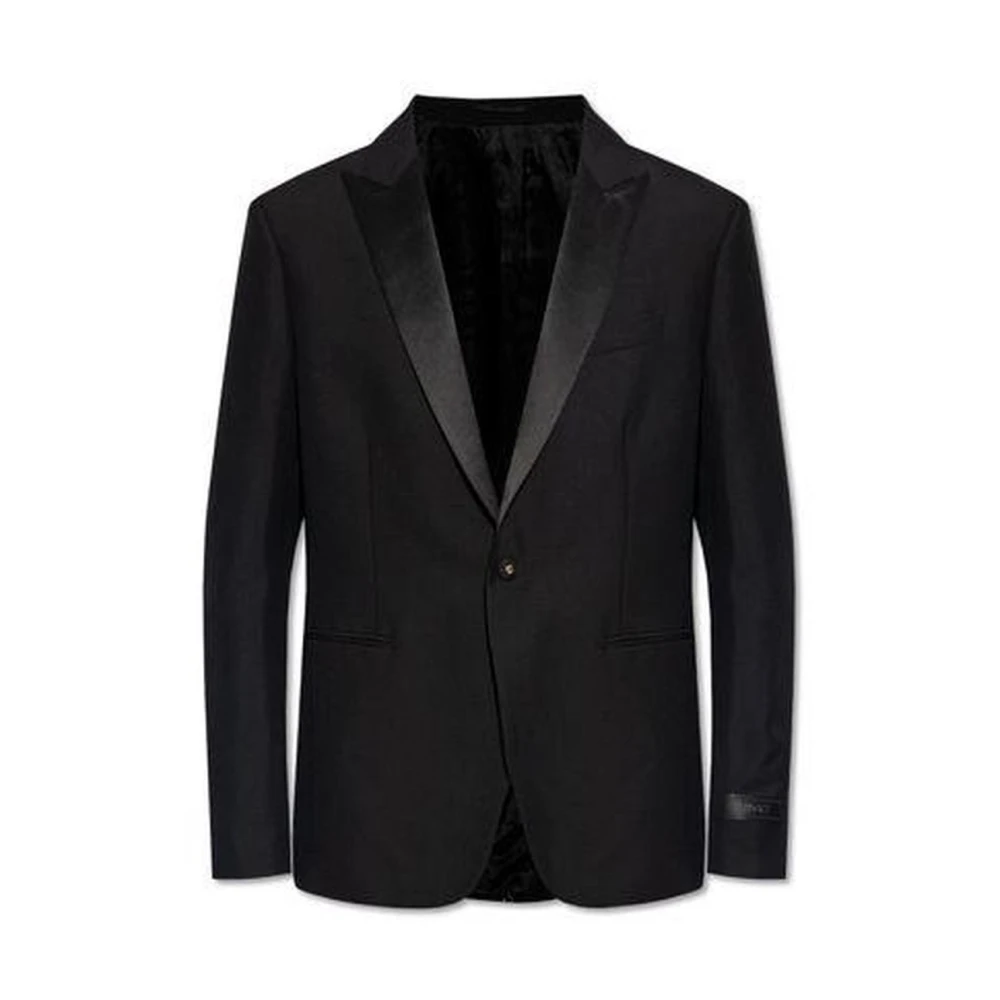 Versace Uomo Nero Blazer Monopetto Con Revers A Scialle