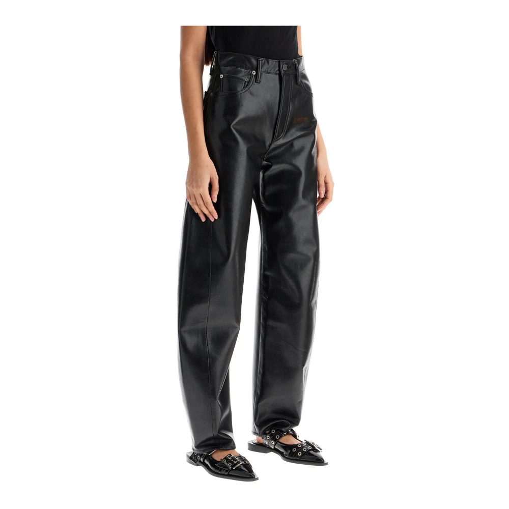 Agolde Barrel Leren Broek Black Dames