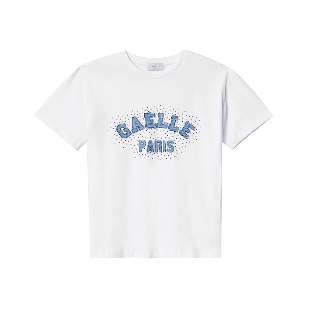 Gaëlle Paris Elegant vit T-shirt med logotyptryck White, Dam