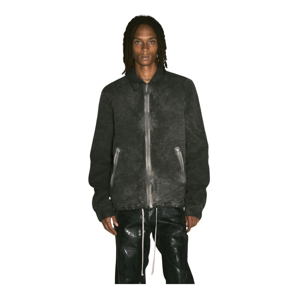 Rick Owens Texturerad Vadderad Jacka Med Dragkedja Klassisk Krage Gray, Herr