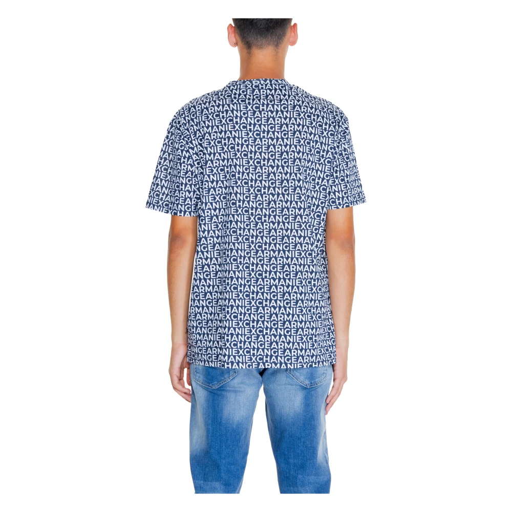 Armani Exchange Blauw Print T-shirt Ronde Hals Blue Heren