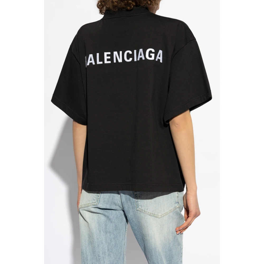 Balenciaga T-shirt met Logo Black Dames