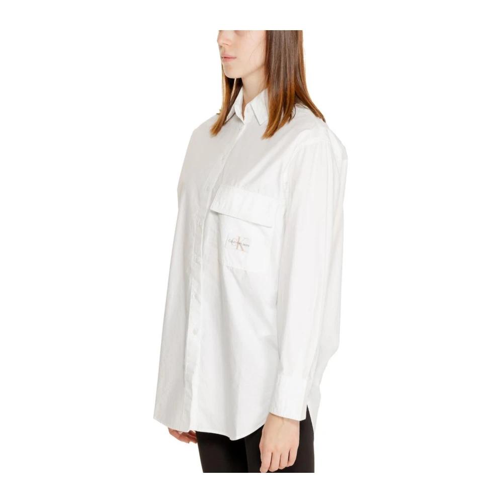Calvin Klein Jeans Relaxed Fit Poplin Overhemd Lange Mouw White Dames