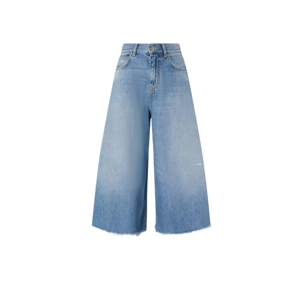 pinko Denim Bermuda Shorts met wijde cropped pijp Blue Dames