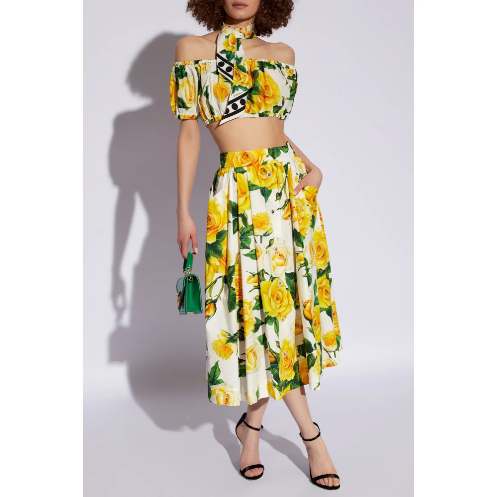 Dolce & Gabbana Geknipte top met bloemenmotief Multicolor Dames