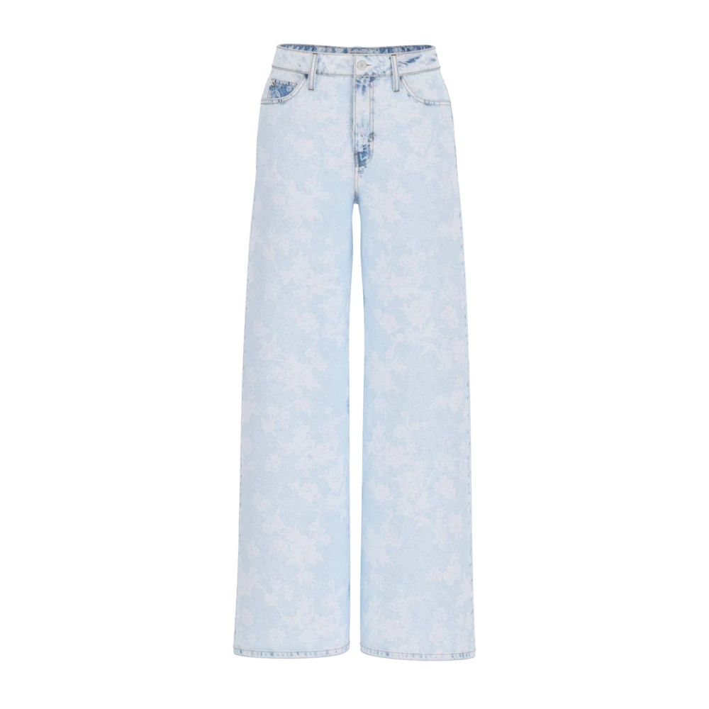 Guess Women's Blue Wide Jeans, W28, Floral Wide Bellflower Jeans