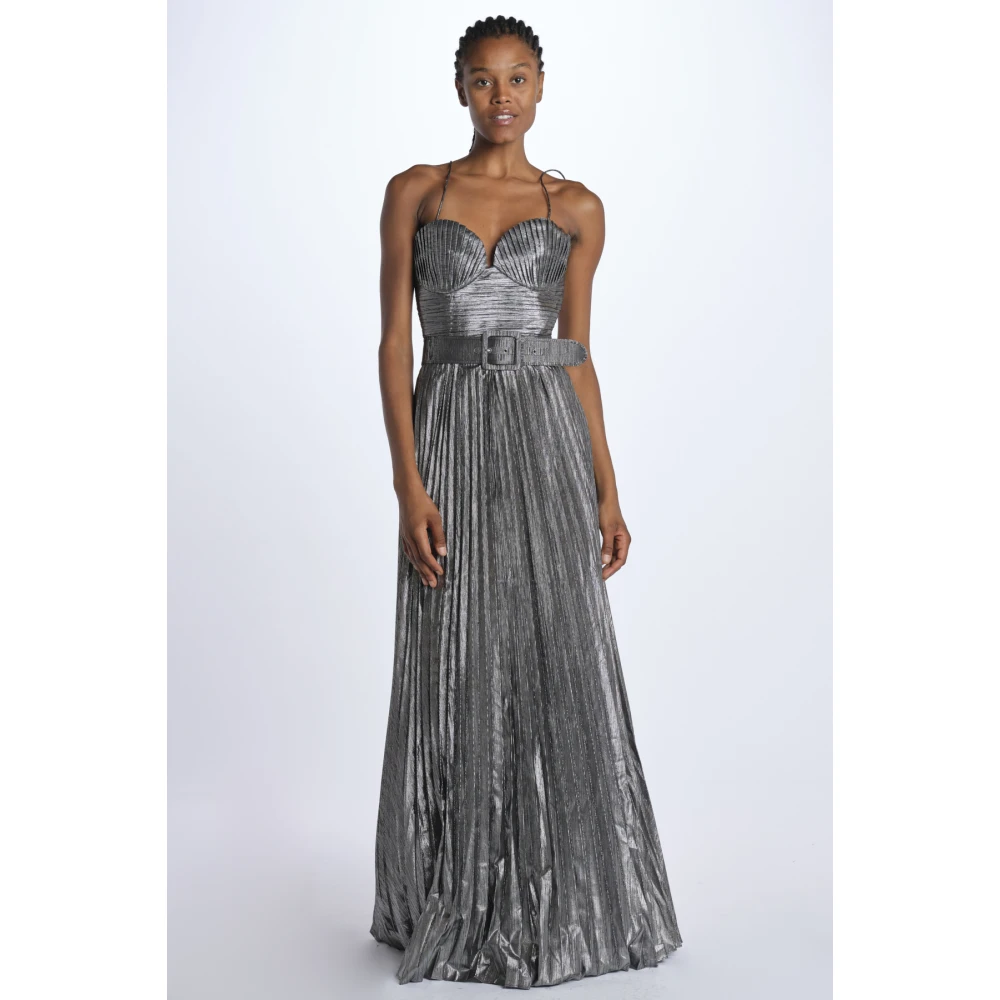 Rebecca Vallance Zilver Geplooide Lange Jurk Gray Dames