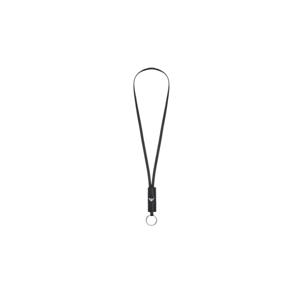 Emporio Armani Unisex Schwarz Asv Regenerated Saffiano Lanyard Keyring