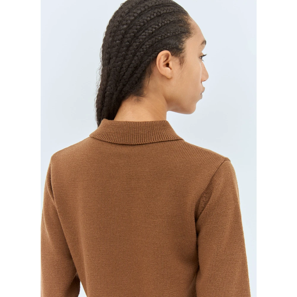 Dries Van Noten Wollen Polo Sweater Brown Dames