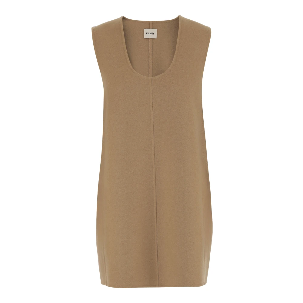Khaite Women's Beige Wool Sleeveless Dress Round Neckline