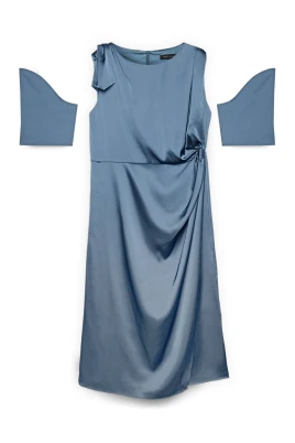 Draperad Satin Klänning