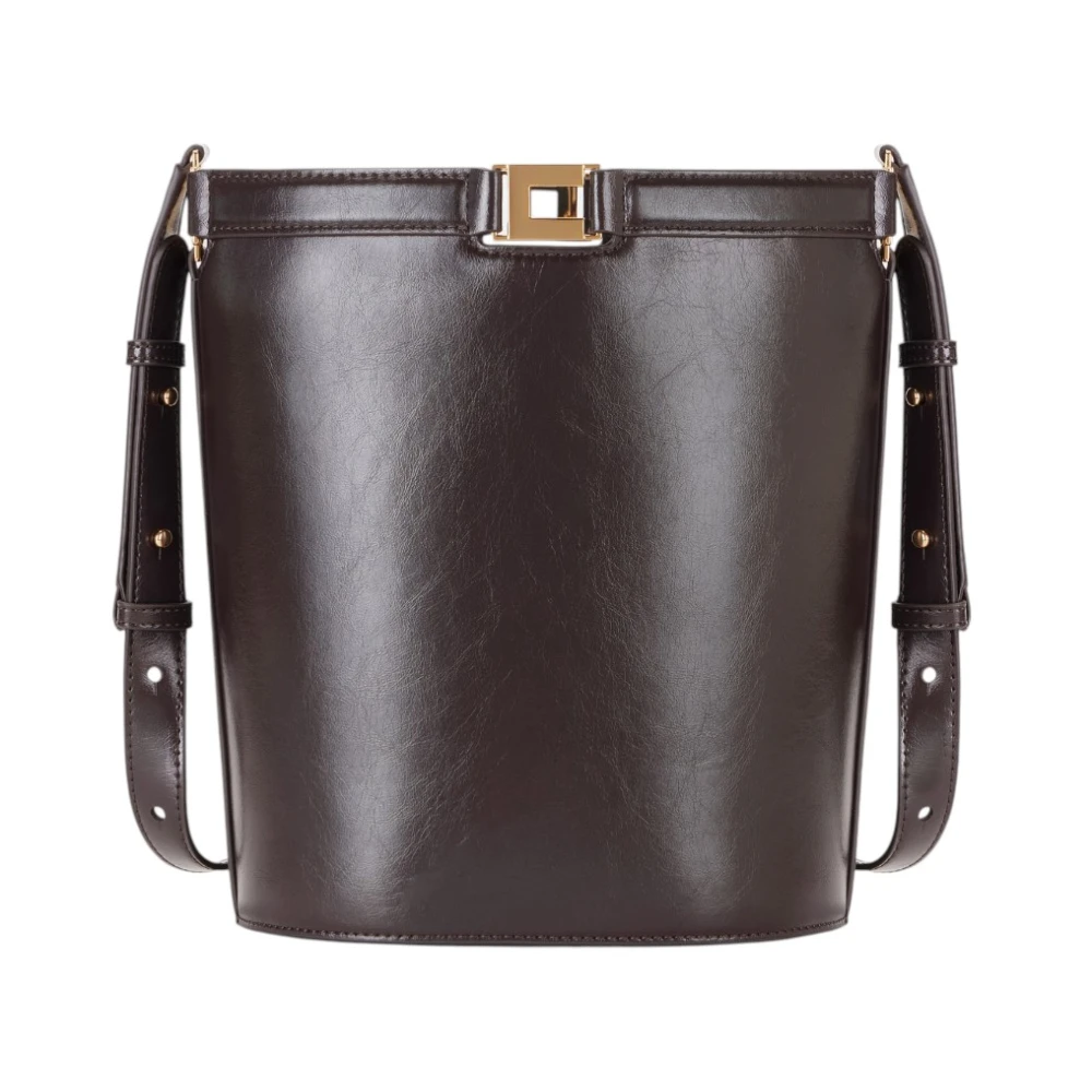 Elisabetta Franchi Brown Naplak-Effect Bucket Bag - Female - Shoulder Bags - One Size - Bags