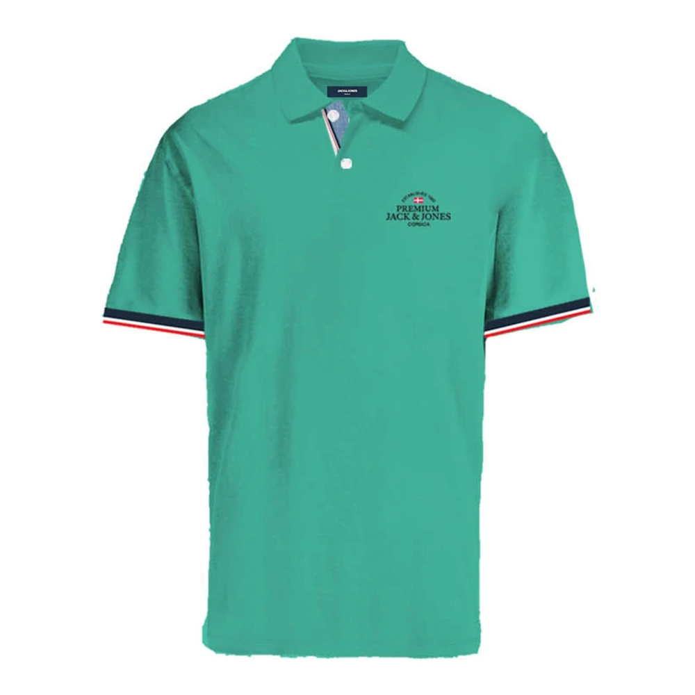 Jack & jones Klassiek Blauw Polo Shirt met Logo Stitching Green Heren