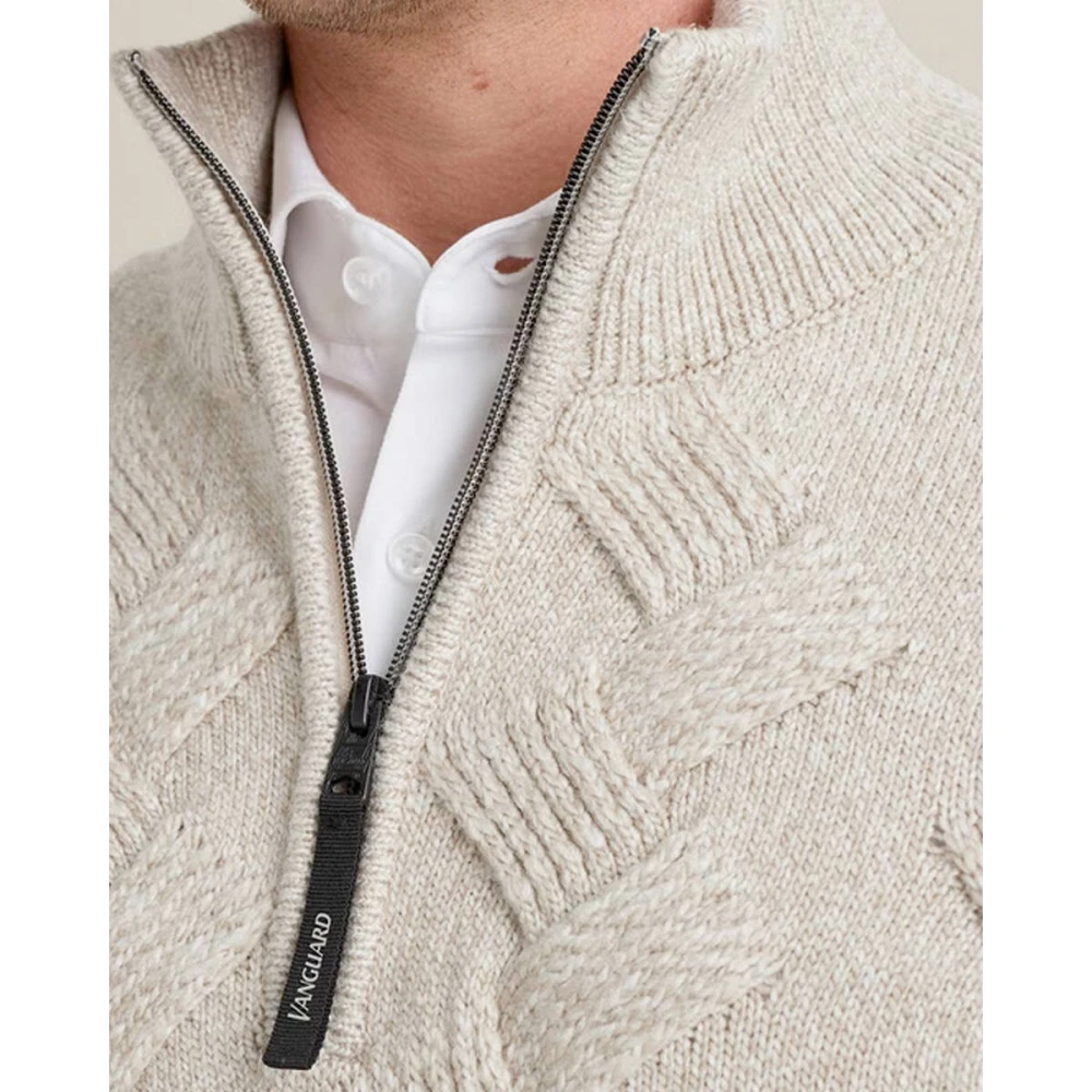 Vanguard Ster Wol Acryl Trui Beige Heren