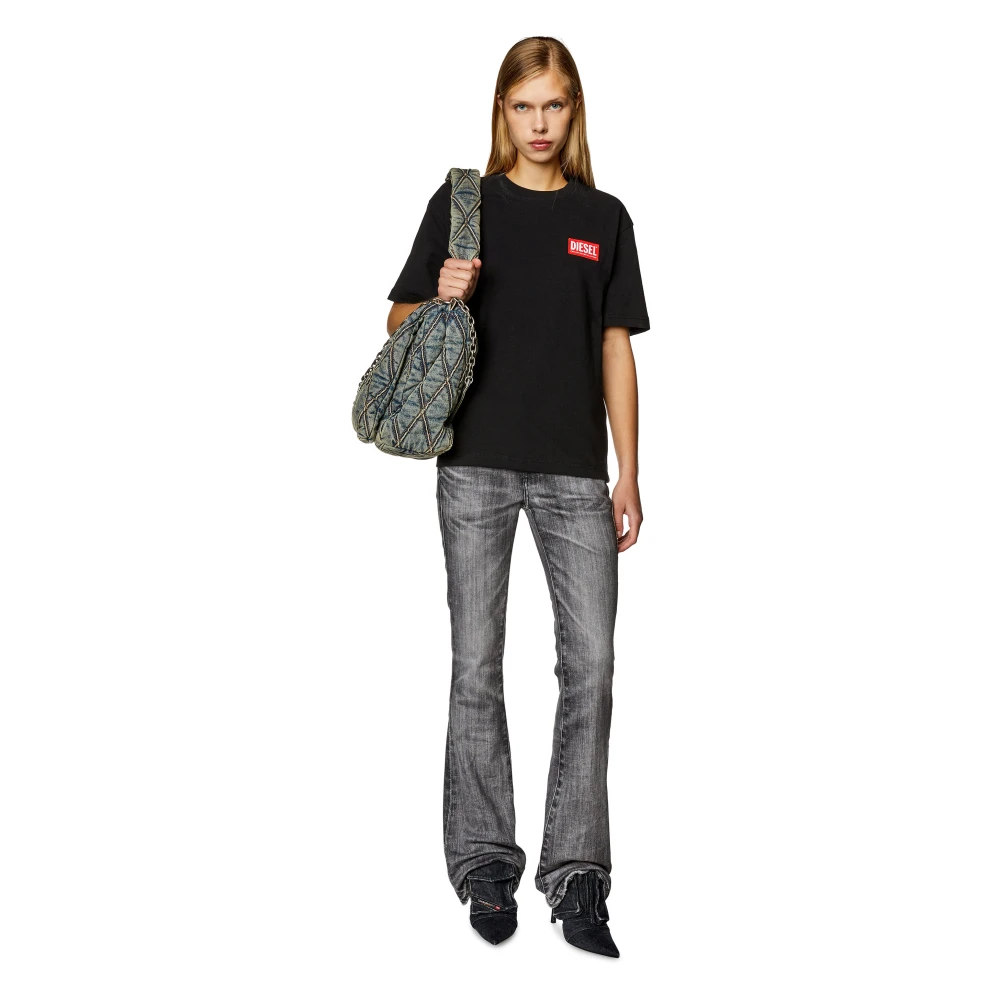 Diesel T-shirt with logo patch Black Dames