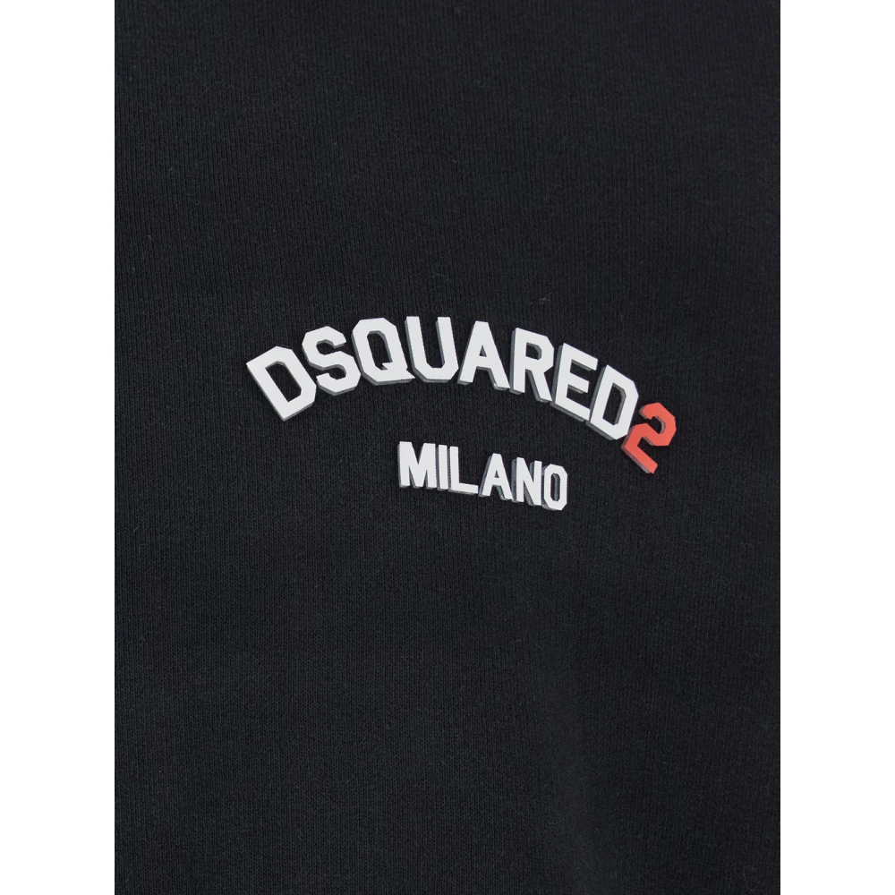 Dsquared2 Zwart Logo Crewneck Sweatshirt Katoen Man Black Heren