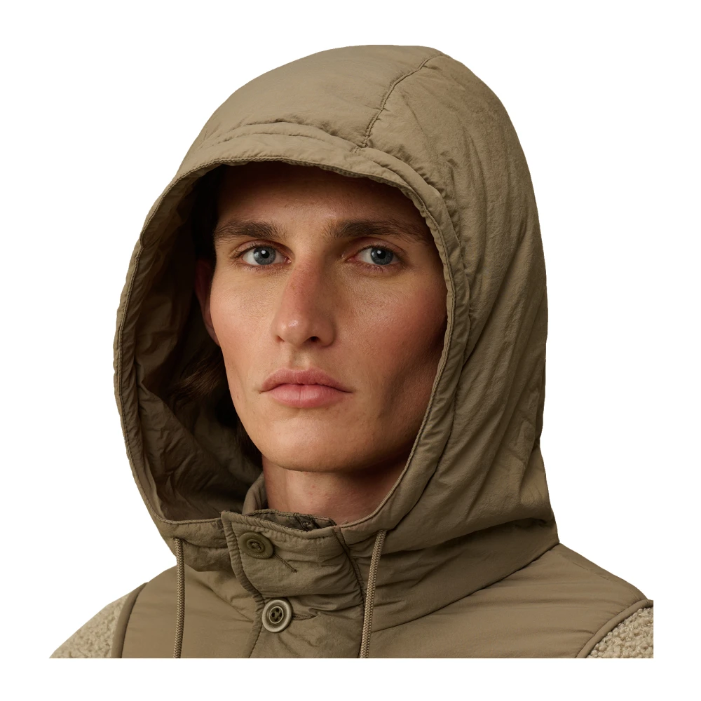C.P. Company Polar Fleece capuchonjack met Taylon-L inzetstukken Brown Heren
