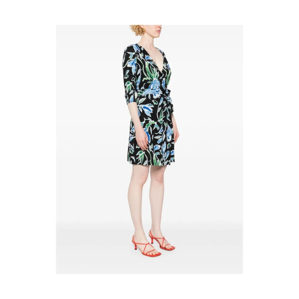Diane Von Furstenberg Bloemenprint Omslagjurk V-Hals Multicolor Dames