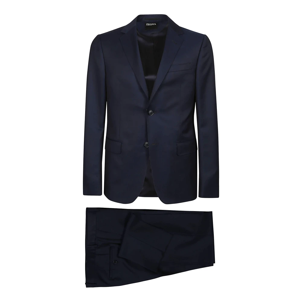 Z Zegna Single Breasted Suits Blue Heren