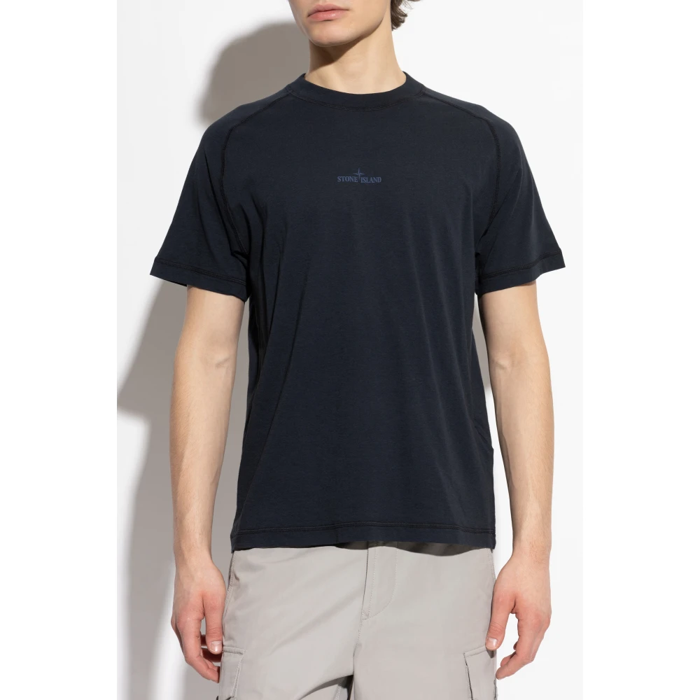 Stone Island T-shirt met logo Black Heren