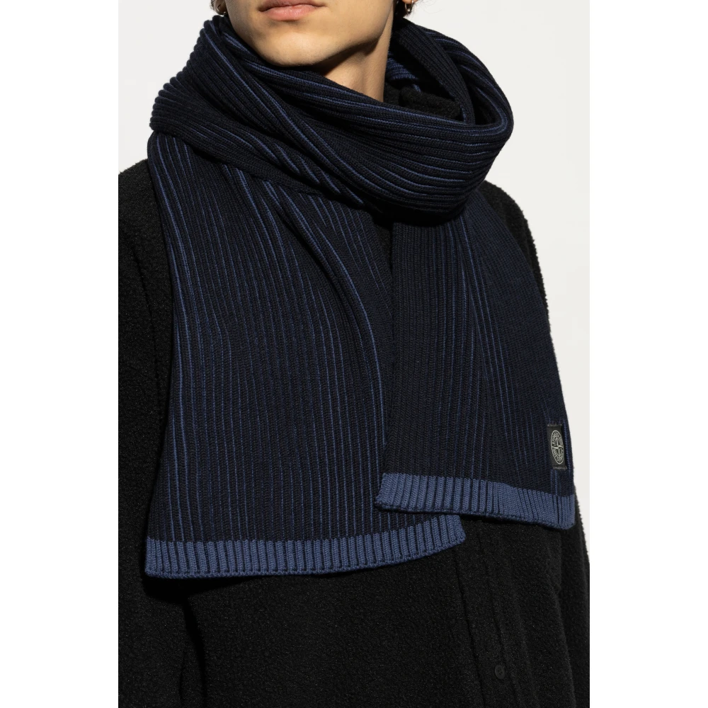 Stone Island Geribbelde Sjaal Blue Heren