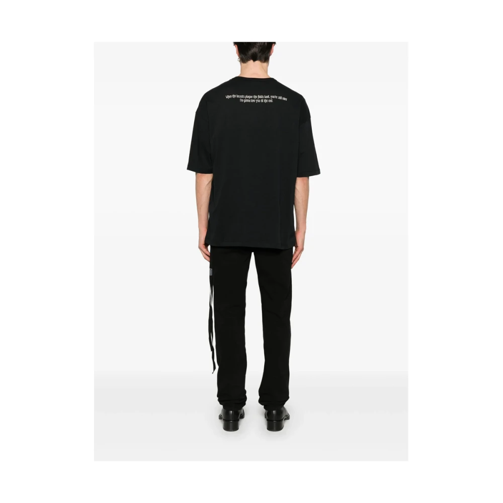 Ann Demeulemeester Zwart gezichtsprint ronde hals t-shirt Black Heren